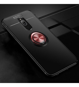 Xiaomi Redmi 8 Kılıf Yüzüklü Magnetli Ravel Case (Siyah-Rose Gold)