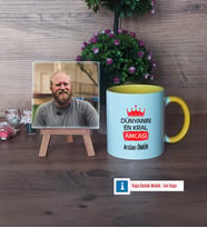 Amcaya Hediye Fotoğraflı Dekoratif Taş, Kupa Bardak Beyaz HediyeBabalar Günü Hediyesi (Model 7)