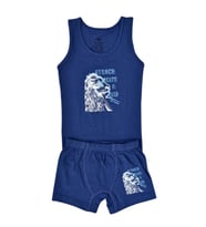 Erkek Çocuk Aslan Baskılı Atlet Boxer Takım 6046 BGL-ST03477 (İndigo)