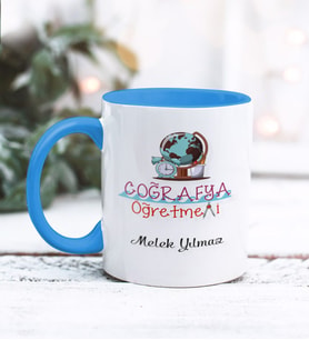 Coğrafya Öğretmeni Tasarımlı Kişiye Özel Kupa Bardak (Mavi)