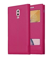 Samsung Galaxy C8 Uyumlu Pencereli Kapaklı Magnum Kılıf (Pembe)