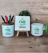 Gıda Mühendisi Hediye Sepeti Kupa Bardak T Kulplu, Kalemlik ve Dekoratif Taş Mühendisler Günü Hediyesi (Model 8)