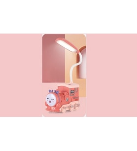 Sevimli Karikatür Lokomotif Tren Masa Ve Gece Lambası (Pembe)