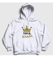 Presmono Unisex Gri Backgammon King Tavla Kralı Oyun V3 Kapüşonlu Sweatshirt 417043tt (Beyaz)