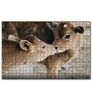 Cakapuzzle Koklaşan Kahverengi Buzağılar Görseli  Puzzle Yapboz MDF (Ahşap) (500 Parça)