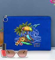 BK Gİft Yaz Temalı-9 Astarlı Portföy Çanta 30x21cm(12 Renk Seçeneği), Baskılı El Çantası, Organizer Çanta (Mavi)