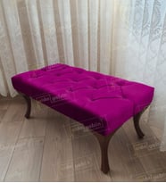 apitoneli Ayak Ucu Kapı Önü Antre Bench Puf Ceviz Ayak (120*45) (Mor)