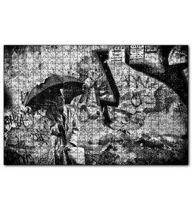 Cakapuzzle Şemsiyeli Adam Duvar Boyama  Puzzle Yapboz MDF (Ahşap) (255 Parça)