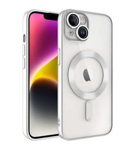 Vendas iPhone 13 Uyumlu ( iPhone 13 ) Veve Serisi Kamera Korumalı Magsafe Wireless Şarj Özellikli Elektroplated Kılıf (Gümüş)