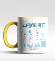Kişiye Özel Laborant 3 Tasarımlı Siyah Kupa (Beyaz-Sarı)