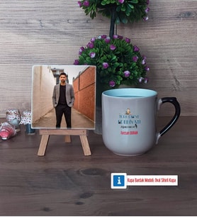 Erkek Türk Dili ve Edebiyatı Öğretmenine Hediye Fotoğraflı Dekoratif Taş, Kupa Bardak Beyaz Hediye (Model 10)
