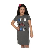 Toontoy Kız Çocuk Gıve Me Pul Nakışlı Elbise (Antrasit Melanj)