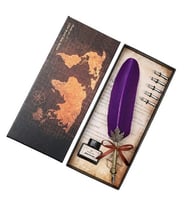 1 Takım Taşınabilir Dayanıklı Düğün Hediyeleri Retro Klasik Doku Pratik Kaligrafi Tüy Divit Kalem (Mor)