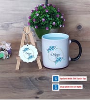 İsme Özel Doğum Günü Hediyesi Kupa Bardak Kırmızı ve Ahşap Anahtarlık Hediye (Model 8)
