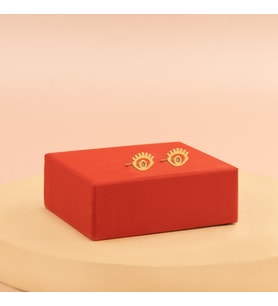 925 AYAR GÜMÜŞ KİRPİKLİ GÖZ KÜPE (Gold)