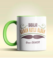 Kişiye Özel Babalar Günün Kutlu Olsun 6 Tasarım Siyah Kupa Bardak (Yeşil)