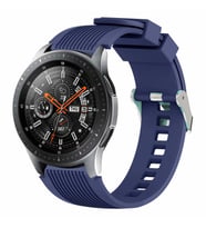 Samsung Galaxy Watch Gear S3 / 46mm / 3 45mm Kordon Çizgili Silikon Kordon (Lacivert)