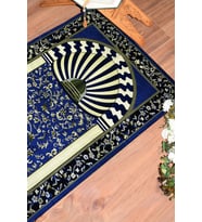 EVDEYA Dijital Baskılı Yıkanabilir Camii Motifli Hediyelik Namazlık Seccade 70x130cm, Seccade-34-gri, (Lacivert)