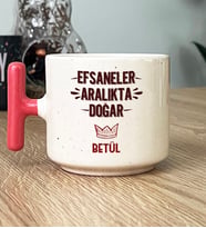 Kişiye Özel Efsaneler Aralıkta Doğar Hediye T Kupa Bardak Doğum Günü Hediyesi (Pembe)