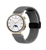 Sneezy Huawei Watch GT 4 41mm İle Uyumlu 18mm FiberLink Manyetik Tokalı Örgü Kordon (Koyu Gri)