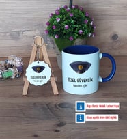 Özel Güvenlik Görevlisi Kupa Bardak Kırmızı ve Ahşap Anahtarlık Hediye (Model 2)