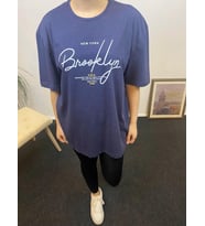 Kadın Bisiklet Yaka Oversize Fit  Tişort SPR24TSk110 (İndigo)
