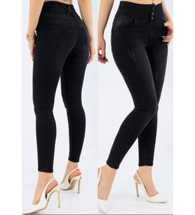 Yüksek Bel Likralı Jean Pantolon (Renk Seçenekli) (Siyah)