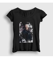 Presmono Kadın Beyaz Geralt Of Rivia Dizi Witcher T-Shirt 321139tt (Siyah)