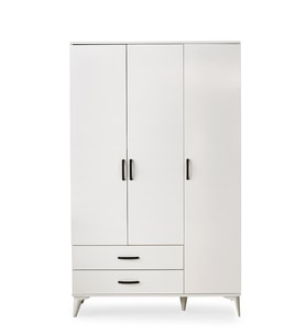 Kumsal 3 Kapılı 2 Çekmeceli Gardrop Elbise Dolabı 120x48x195cm (Krem)
