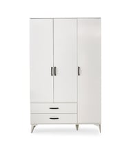 Kumsal 3 Kapılı 2 Çekmeceli Gardrop Elbise Dolabı 120x48x195cm (Krem)