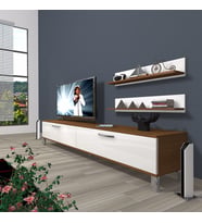 Decoraktiv Eko 4 Slm Std Krom Ayaklı Tv Ünitesi Tv Sehpası (Beyaz - Kahverengi)