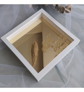Kişiselleştirilmiş 25x25 Cm Gold-Gümüş Pleksili Zemin Yeni Moda Tasarım Gül Kutusu Anı Çerçevesi! Ayna Çerçeve! (Gold)