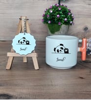 Sevimli Panda Hediye Seti Kupa Bardak T Kulplu ve Anahtarlık Arkadaşa Doğum Günü Hediyesi (Model 7)