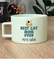 Kişiye Özel Best Cat Mom Ever Hediye Pastel Fincan En İyi Kedi Annesi (Yeşil)