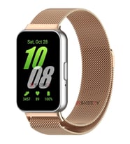 Sneezy Samsung Galaxy Fit 3 İle Uyumlu Woven Wire Tasarım Metal Hasır Kordon (Rose - Gold)