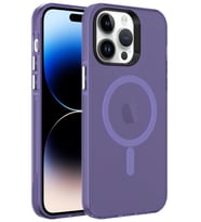 Apple iPhone 14 Pro Max Kılıf Magsafe Şarj Özellikli Buzlu Transparan C-Pro Sert Kapak (Mor)