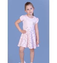 Toontoy Kız Çocuk Göğsü Nakışlı Elbise (Pudra)