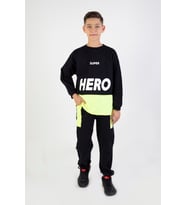 Erkek Çocuk Hero  Baskılı Örme Basic Eşofman Takımı (Siyah)