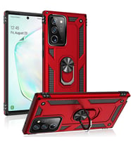 Samsung Galaxy Note 20 Ultra Uyumlu Kılıf Standlı Manyetik Yüzüklü Military Magnetic Ring Polycarbonate and TPU Case (Kırmızı)