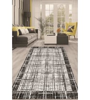 Dijital Kaymaz Taban Yıkanabilir Modern Renkli Salon Halısı Mutfak Halısı Yolluk ND-HT-1362 (Siyah)