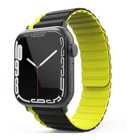 Apple Watch 44/45/46/49mm Kordon Renkli Strap Deri Loop Kordon 2/3/4/5/6/se/7/8/ (Sarı-Siyah)