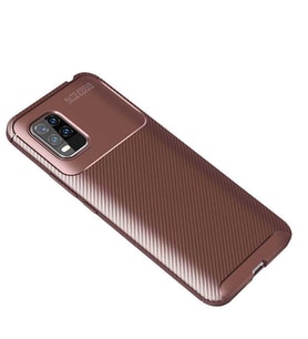 Xiaomi Mi 10 Lite Kılıf Karbon Silikon Case (KAHVE)