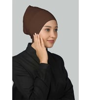 Hazır Pratik Geçmeli Uzun Boru Tesettür Bonesi (Çikolata)