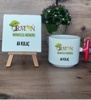 Orman Muhafaza Memuru Hediye Seti Kupa Bardak T Kulplu ve Dekoratif Taş Orman Muhafaza Memuruna Hediye (Model 1)