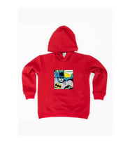 Batman baskılı kapüşonlu pamuklu kumaş çocuk sweatshirt (Kırmızı)