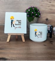 Mühendis Bey Diyeceksiniz Hediye Seti Kupa Bardak T Kulplu ve Dekoratif Taş Mühendise Hediye Mühendisler Günü Hediyesi (Model 6)