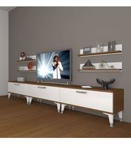 Decoraktiv Eko 270R Slm Silver Tv Ünitesi Tv Sehpası (Beyaz - Kahverengi)