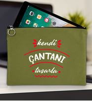 BK Gİft Kişiye Özel Kendin Tasarla Tablet Çantası 30x21cm ( 12 Renk Seçeneği), Ipad Çantası, Baskılı Tablet Kılıfı (Yeşil)