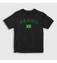 Presmono Unisex Çocuk Beyaz Brasil Brazil Brezilya Bayrağı T-Shirt 479570tt (Siyah)