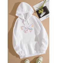Unisex Butterfly Baskılı Sweatshirt (A.Beyaz)